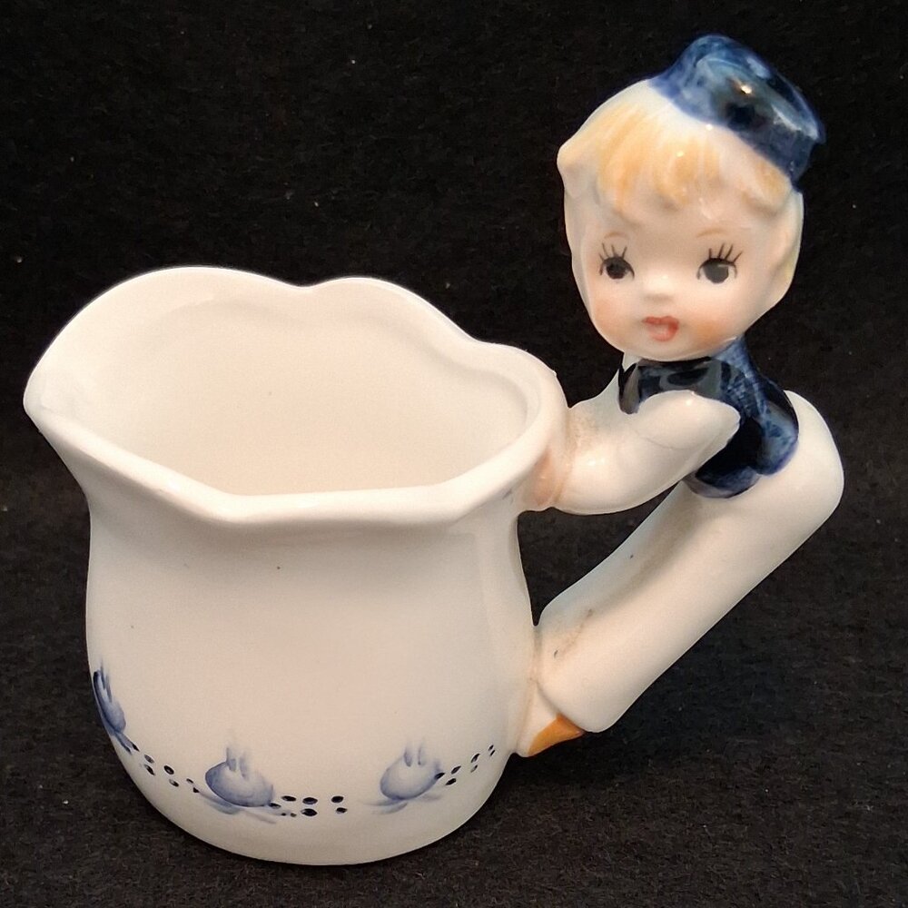 Rare (1950s-1960s) Enesco Japan E-5817 Dutch Boy Figurine Mini Pitcher Creamer